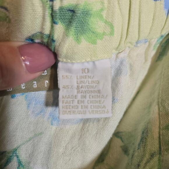 Vtg Liz Claiborne Liz/Wear Linen Rayon Spring Floral Midi Skirt Flower 90s 10 - Picture 6 of 7